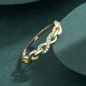 925 Silver 14k gold Infinity Ring